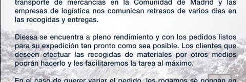 Retrasos en expediciones por inclemencias meteorológicas
