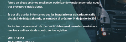 Cerramos instalaciones de C/ Ciruela 3 y nos trasladamos